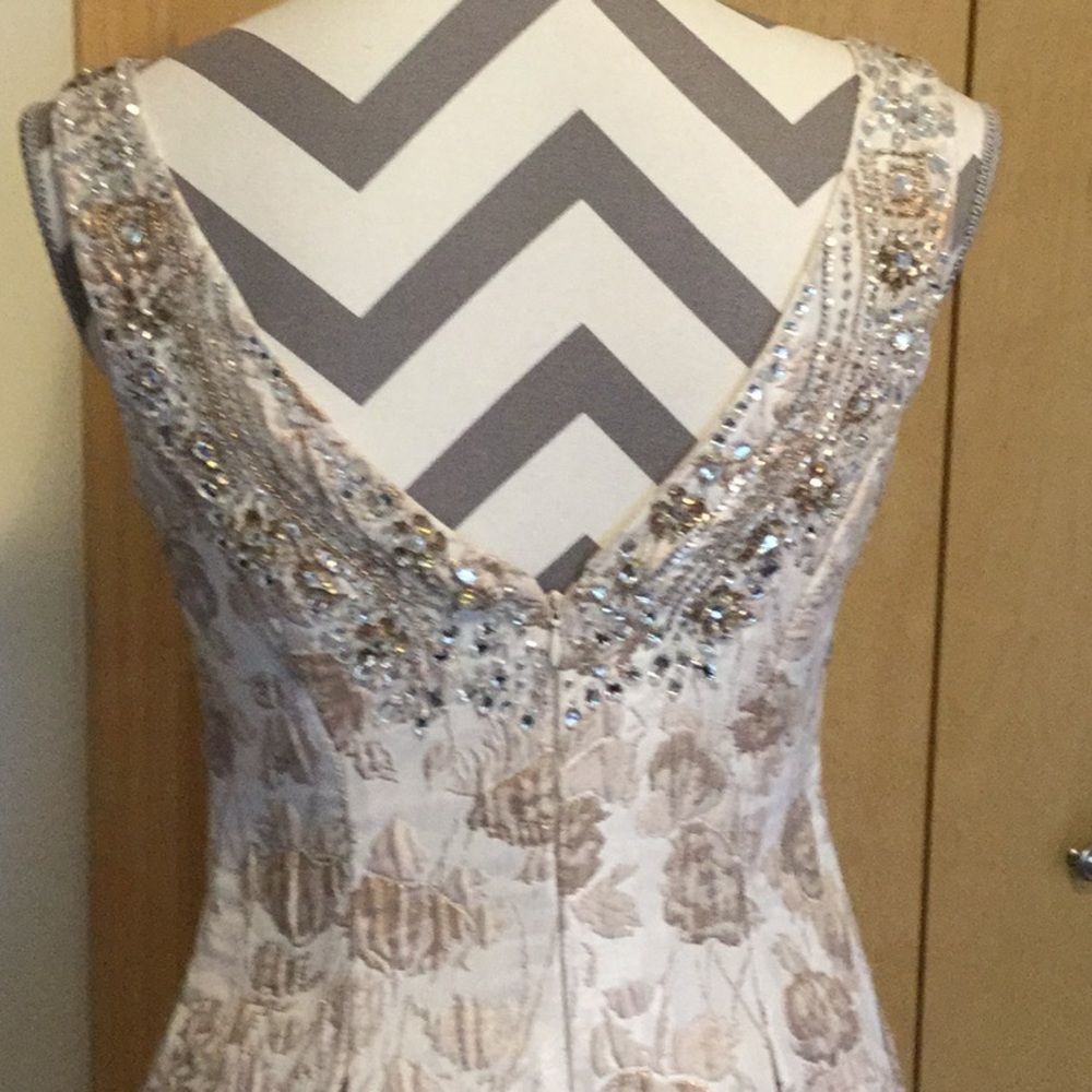 Aidan Mattox Metallic Jacquard Ball Gown - Picture 5 of 8